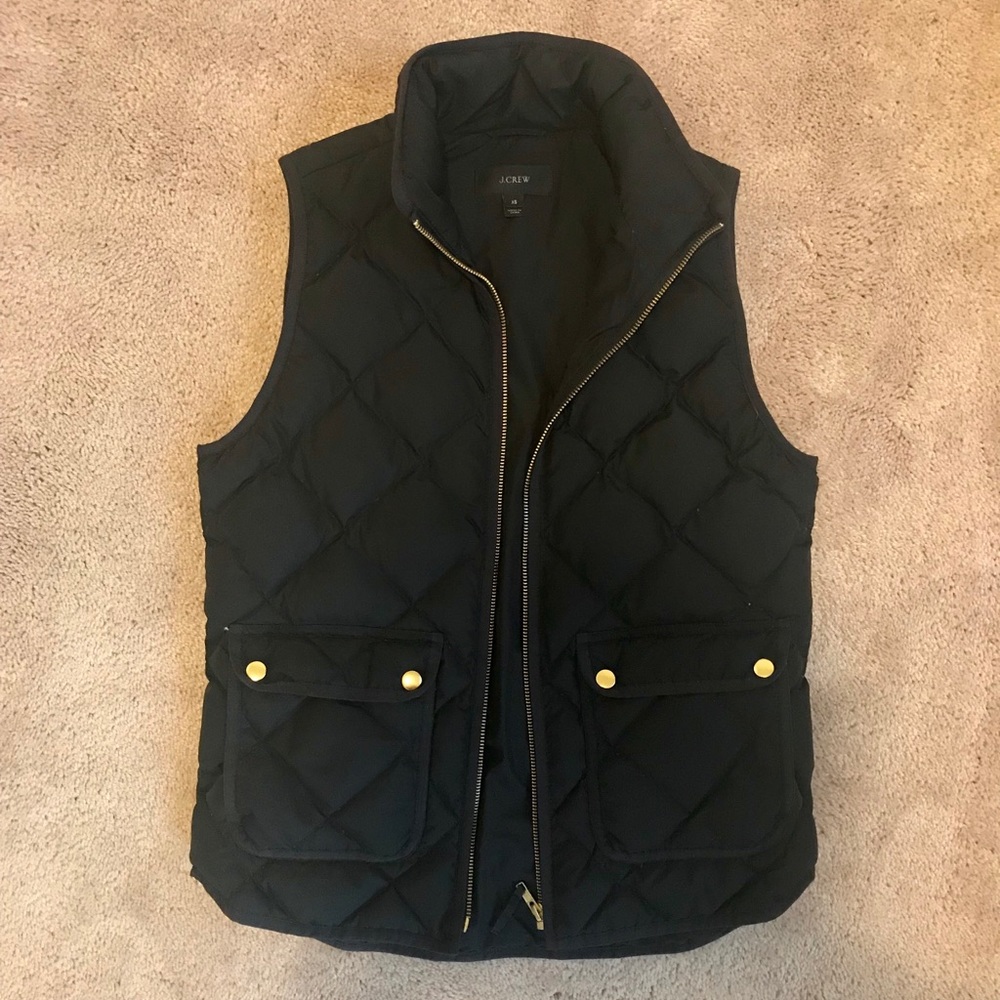 J. Crew Excursion Quilted Down Vest, Black Size XS